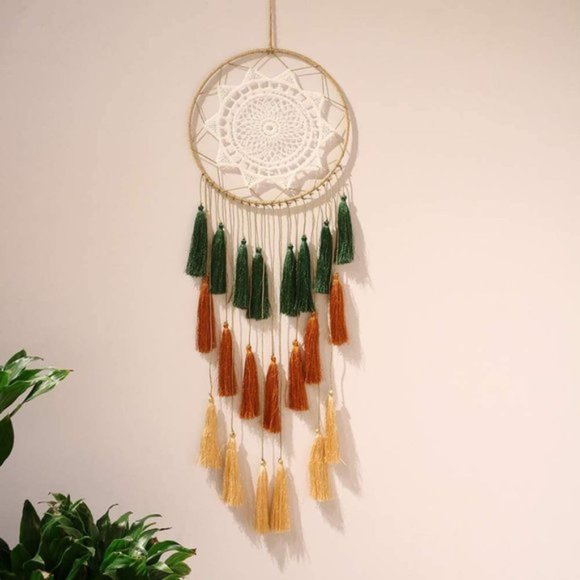 UO Feather Green Boho Dream Catcher Wall Hanging - Picture 5 of 10